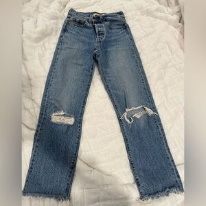 Levi's wedgie Blue Straight Leg Distressed Jeans